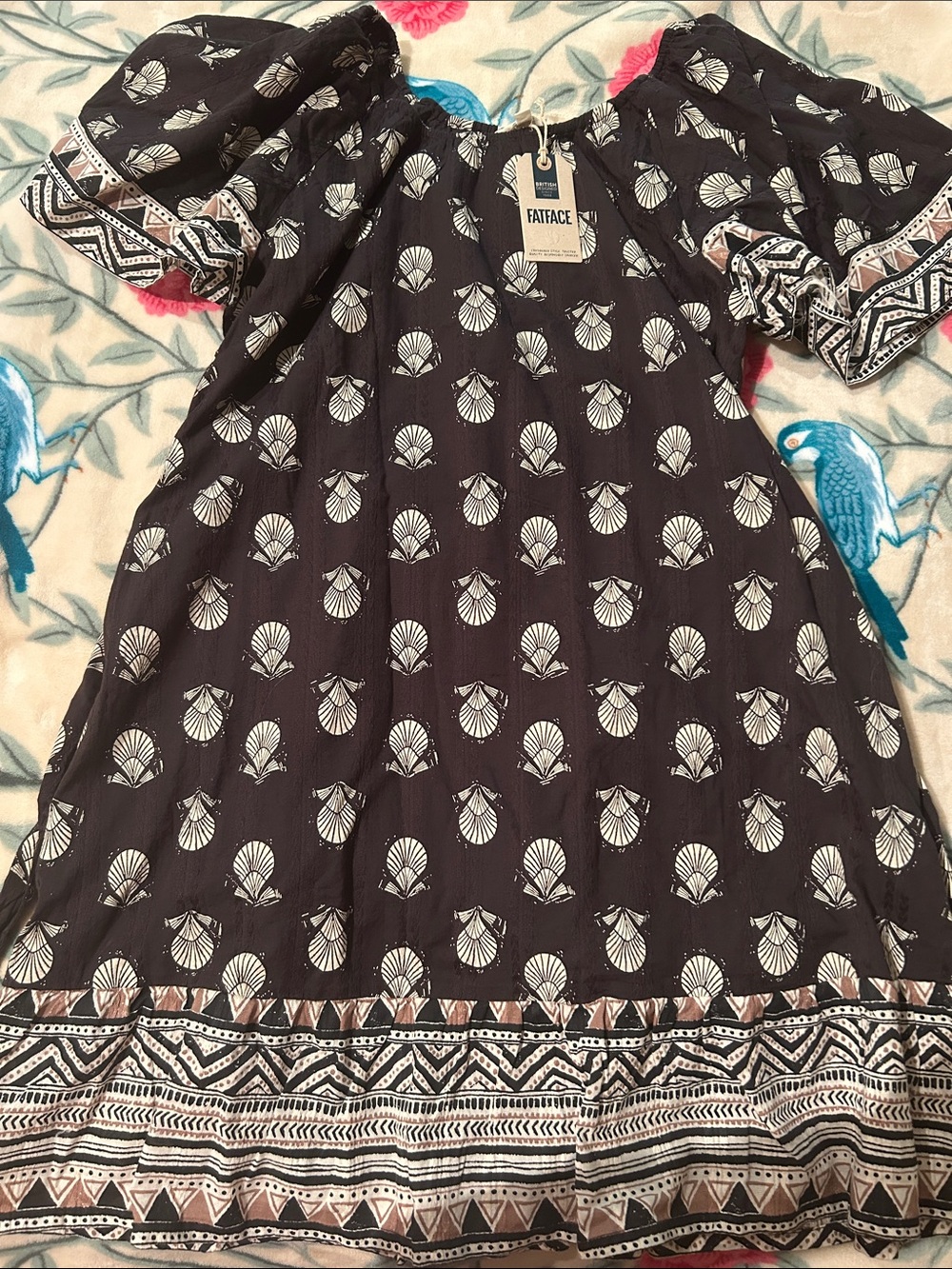 FatFace Black Dress with White Shell Print